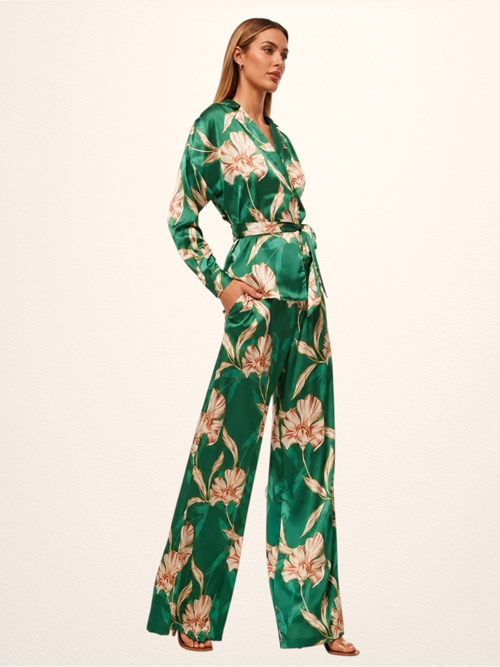 MISA Los Angeles Farah Floral Satin Wrap Top | XS | NWOT